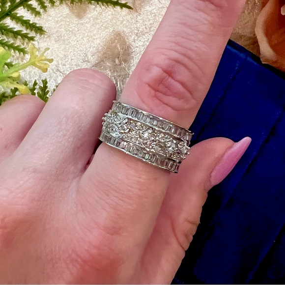 Art Deco Filigree Ring Pavé Diamond Band 18K Gold & 925-Very beautiful! - Picture 9 of 15